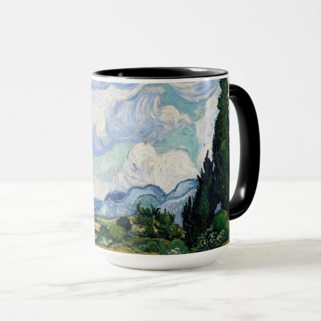 Mug Champ de blé avec cyprès (Devant droit)