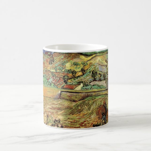 Mug Champ de blé clos avec paysan par Vincent van Gogh (Centre)