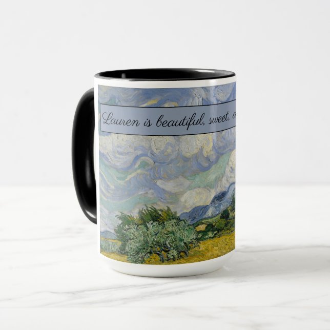 Mug Champ de blé de Vincent van Gogh avec Cyprès : (Devant gauche)