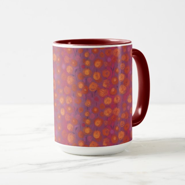 Mug Champ de bonbons, motif floral abstrait, orange ro (Devant droit)