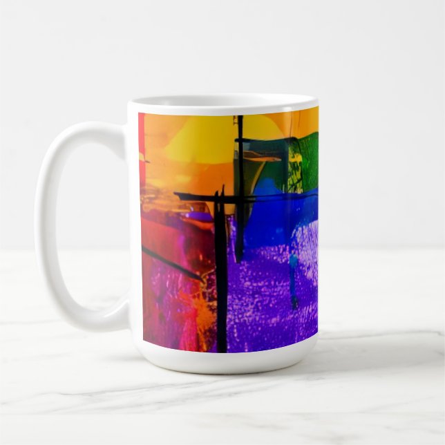 Mug Champ de couleur de la ville néon (Gauche)