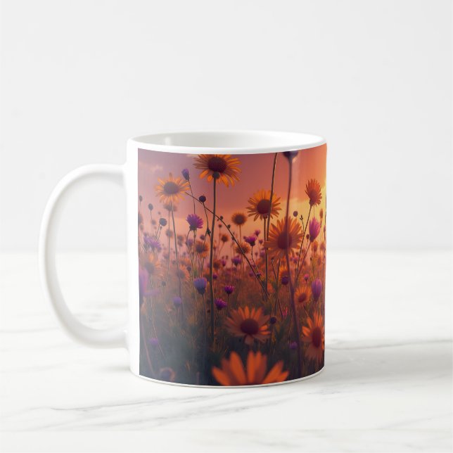 Mug Champ de fleurs sauvages brillantes (Gauche)