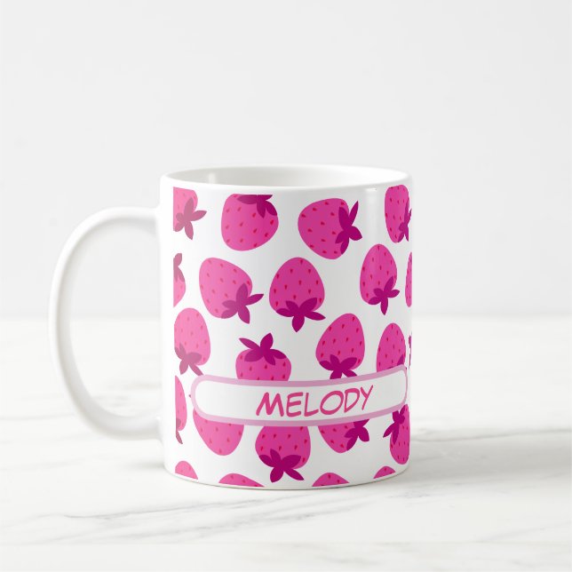 Mug champ de fraise rose été nature fruit initial (Gauche)