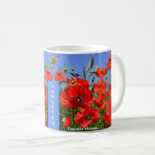Mug Champ de pavot coloré Personnalisé (Devant droit)