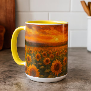 Mug Champ de tournesols au coucher du soleil