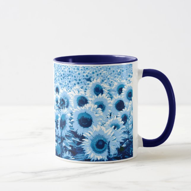 Mug Champ de tournesols - nuances de bleu (Droite)