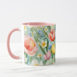 Mug Champ floral printanier coloré. Peinture