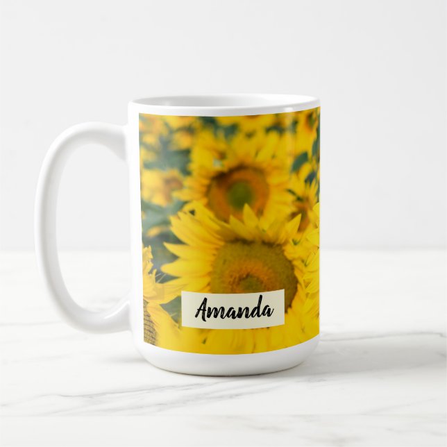 Mug Champ jaune de tournesols photo (Gauche)