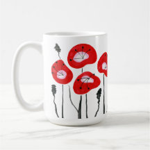Champ rouge moderne de pavots Cadeau floral Abstra