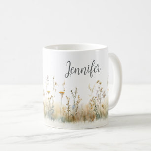 Mug Champ rustique de fleurs sauvages monogramme