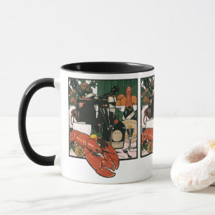 Mug Champagne au homard vintage, fête élégante et chic