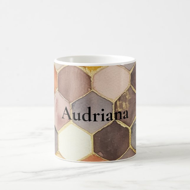 Mug Champagne Blush au peigne de miel de Glam Abstrait (Centre)