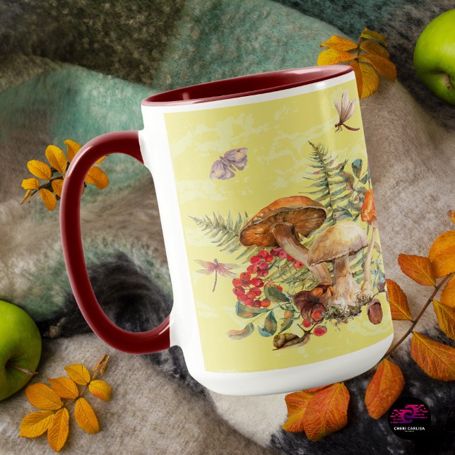 Mug Champignon Botanique Aquarelle Vintage (Coffee tastes better when the vibe’s right.)