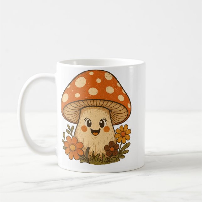 Mug Champignon Rétro Souriant Groovy (Gauche)
