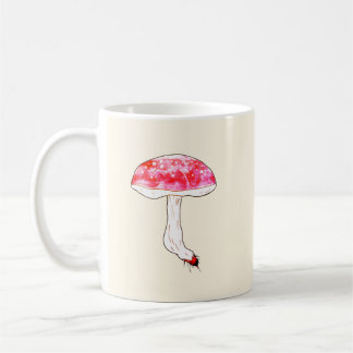 Mug Champignon Rose Dessiné à la Main Art Fongique Pas