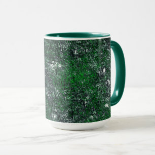 Mug Champignon vert sur roche grise blanche ou tronc d