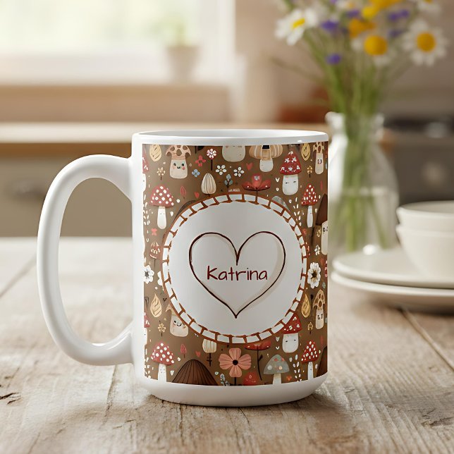 Mug Champignons Adorables avec Monogramme de Style Cot (Créateur téléchargé)