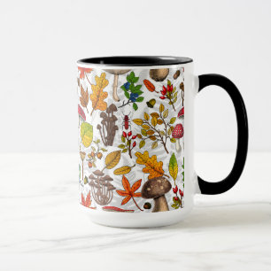 Mug Champignons d'automne, feuilles, noix et baies sur