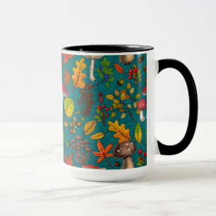 Mug Champignons d'automne, feuilles, noix et baies sur