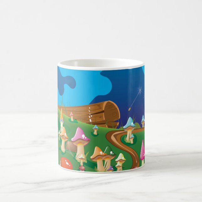 Mug Champignons de caricature dans une prairie (Centre)