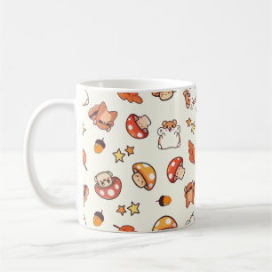 Mug Champignons et animaux de Kawaii - Crème