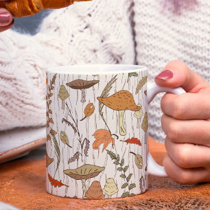Mug Champignons et Feuilles d'automne - motif sans sou