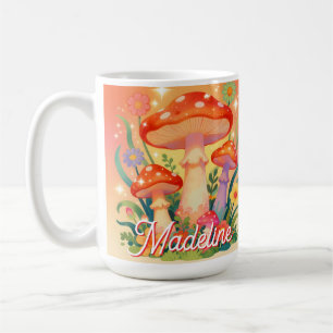 Mug Champignons et Fleurs Personnalisés Cottage Core