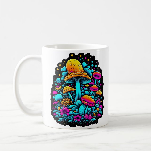 Mug Champignons et fleurs rétro Neon (Gauche)