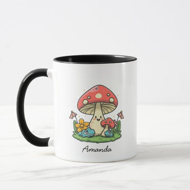 Mug Champignons et grenouilles mignons et magiques | N (Gauche)