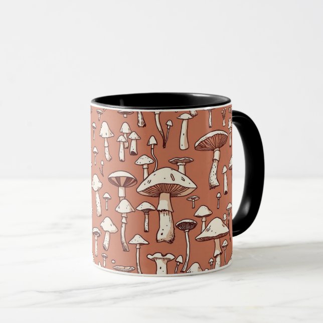 Mug Champignons Imprimer sur Terracotta Brown (Devant droit)