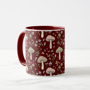 Mug Champignons Marron Profond Sans Couture Gothique A