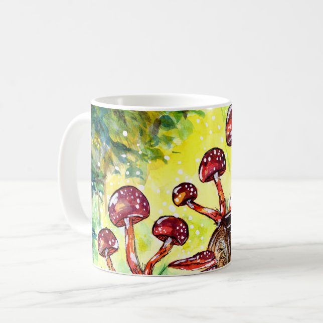 Mug Champignons rouges dans l'aquarelle forestière (Devant gauche)