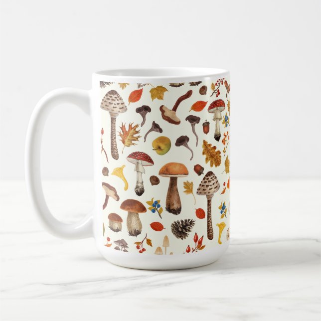 Mug Champignons sauvages sur blanc (Gauche)