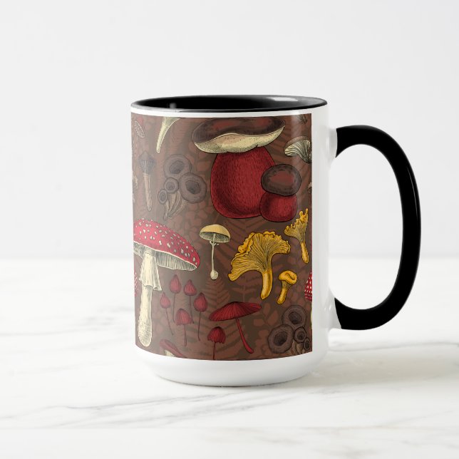 Mug Champignons sauvages sur brun (Droite)