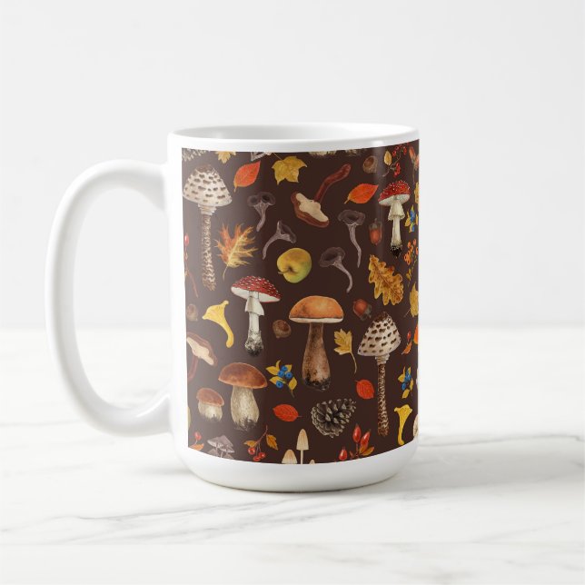 Mug Champignons sauvages sur fond marron (Gauche)