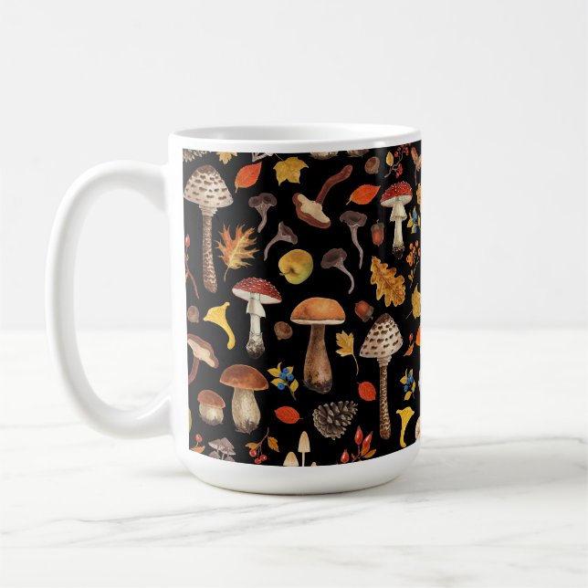 Mug Champignons sauvages sur le noir (Gauche)