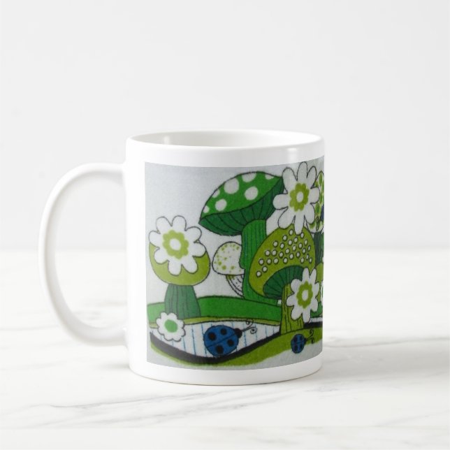 Mug Champignons verts des années 1970 avec coccinelle  (Gauche)