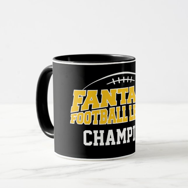 Mug Champion de football Imaginaire - Or noir et jaune (Devant gauche)