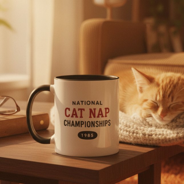 Mug Championnat de sieste de chat rétro drôle humour n (Créateur téléchargé)