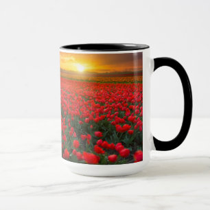 Mug Champs de tulipe au coucher du soleil dans