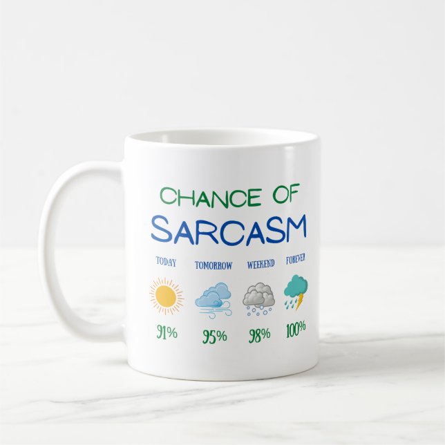 Mug Chance De Sarcasme Météo Prévision Drôle Sarcastiq (Gauche)
