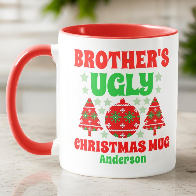 Mug Chandail de Noël moche de frère personnalisé (Créateur téléchargé)