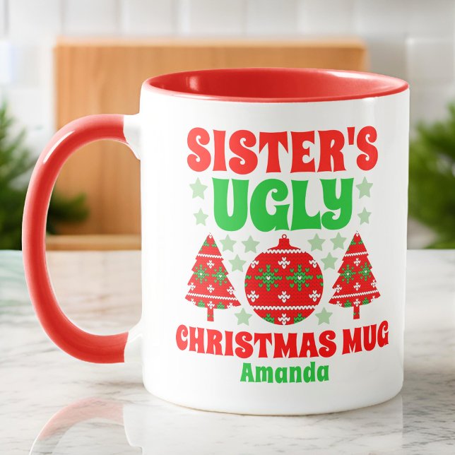 Mug Chandail de Noël moche de Soeur personnalisée (Créateur téléchargé)