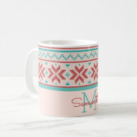 Chandail d'hiver nordique Faux Knit Motif Monogram