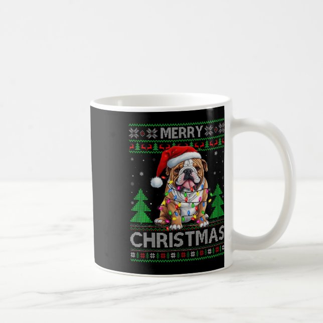 Mug Chandail Retro Moche Xmas Style Père Noël Chien Ch (Droite)
