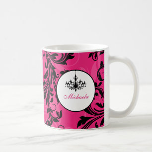 Mug Chandelier blanc rose avec nom