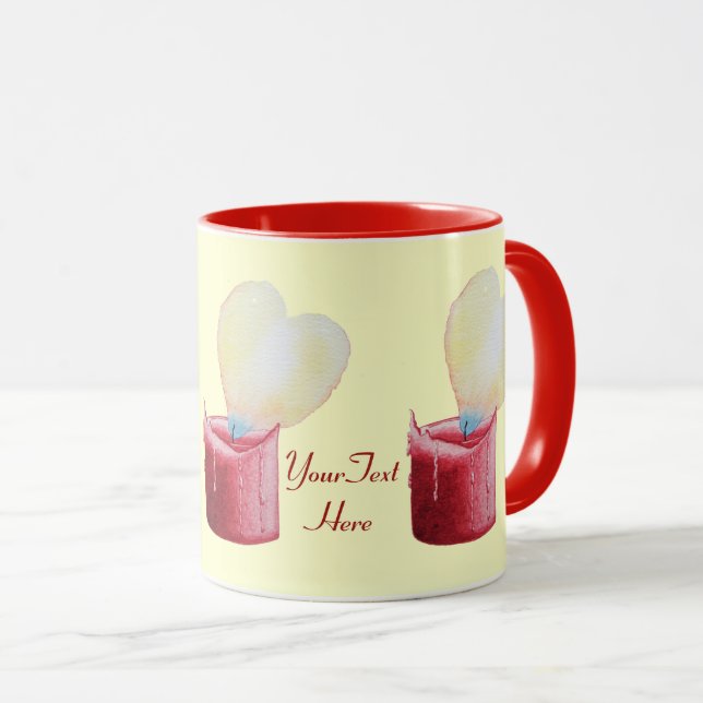 Mug chandelle romantique en forme de coeur rouge (Devant droit)