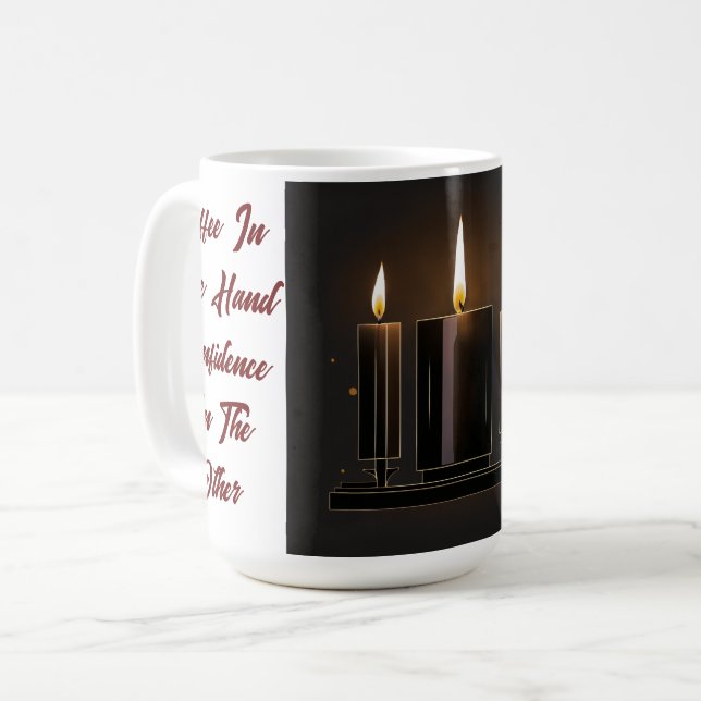 Mug Chandelles de Shabbat - Force d'illumination des i (Devant gauche)