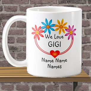 Mug Change ALL Names  Kids Names GIGI Flower Heart