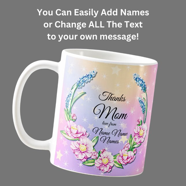Mug Changement de nom Fête des mères Pink Pastel Fleur (Créateur téléchargé)